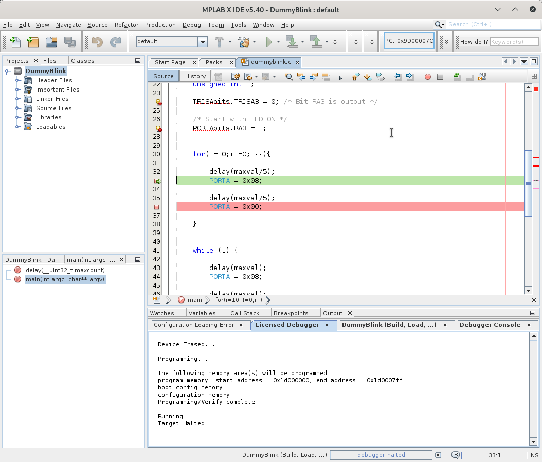Using MPLAB X IDE debugger with the simulator | Pedro Fonseca